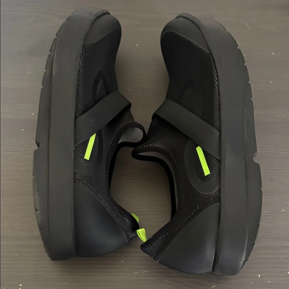 Oofos Oomg‎ Fibre Low Mens 10 Shoes Slip On Sneaker Recovery Black Mesh